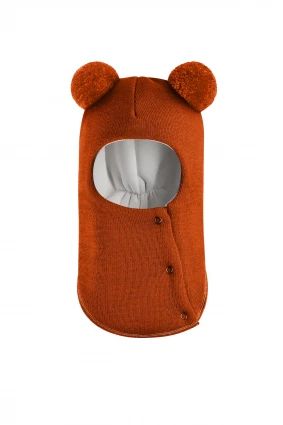 Зимова шапочка-шолом Corona.hm "Пандочка"  із кнопками  помаранчевий