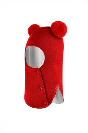 Зимняя шапочка шлем Corona.hm "Пандочка" на кнопках красный