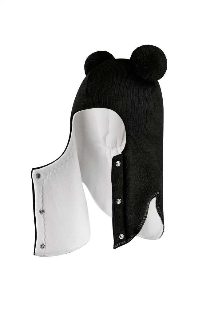 Зимняя шапочка шлем Corona.hm "Пандочка" на кнопках черный