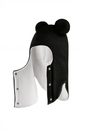 Зимняя шапочка шлем Corona.hm "Пандочка" на кнопках черный