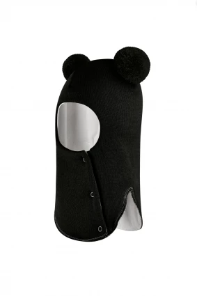 Зимняя шапочка шлем Corona.hm "Пандочка" на кнопках черный