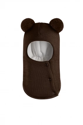 Зимняя шапочка шлем Corona.hm "Пандочка" на кнопках шоколад