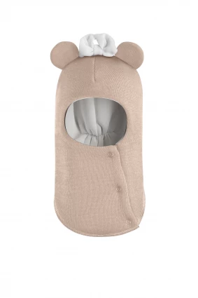 Зимова шапочка-шолом Corona.hm "Міс Мінні" з кнопочками беж золотий