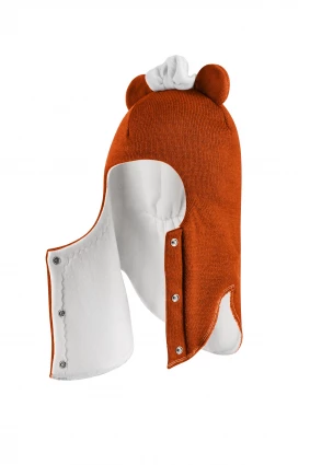 Зимняя шапочка шлем Corona.hm "Мисс Минни" на кнопочках оранж