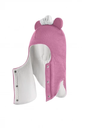 Зимова шапочка-шолом Corona.hm "Міс Мінні" з кнопочками пильно-рожевий