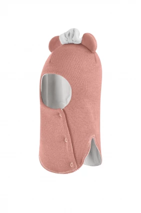 Зимняя шапочка шлем Corona.hm "Мисс Минни" на кнопочках пудра