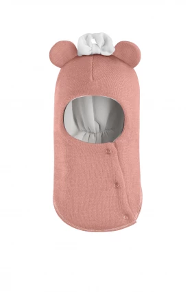 Зимняя шапочка шлем Corona.hm "Мисс Минни" на кнопочках пудра