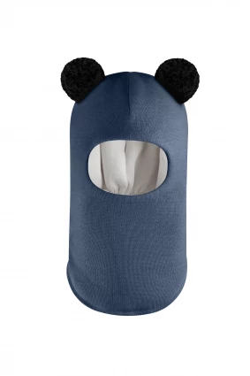 Зимова шапочка-шолом Corona.hm "Пандочка з чорними помпонами" джинс