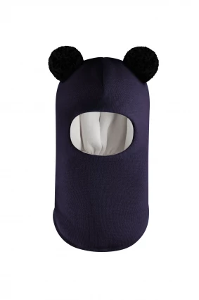 Зимова шапочка-шолом Corona.hm "Пандочка з чорними помпонами" синій
