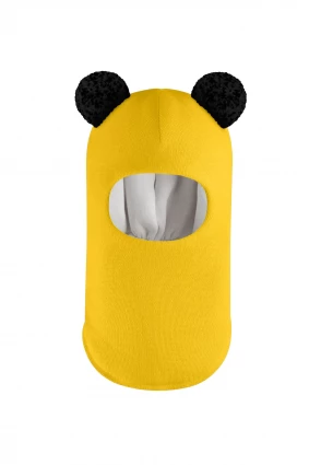 Зимова шапочка-шолом Corona.hm "Пандочка з чорними помпонами" сонце