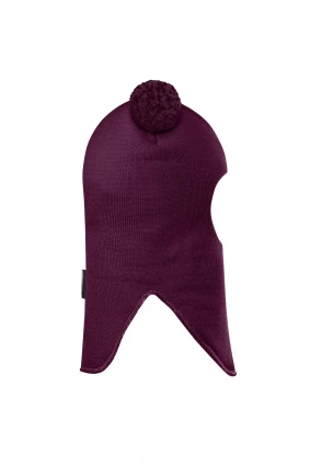 Зимова шапочка-шолом Corona.hm "Пандочка з помпонами МЕЛАНЖ" бордо