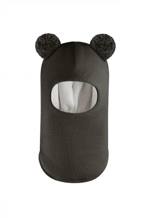 Зимняя шапочка шлем Corona.hm "Пандочка с помпонами МЕЛАНЖ" графит