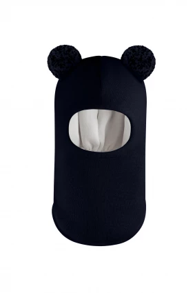 Зимова шапочка-шолом Corona.hm "Пандочка з помпонами МЕЛАНЖ" синій оксамит