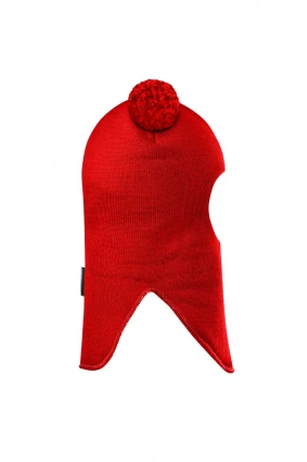 Зимова шапочка-шолом Corona.hm "Пандочка з помпонами МЕЛАНЖ" червоний