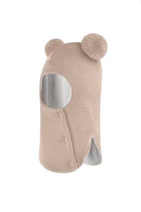 Зимова шапочка-шолом Corona.hm "Пандочка"  із кнопками  беж золотий