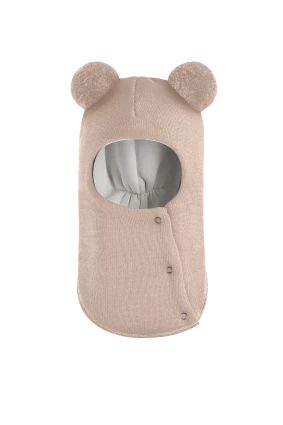 Зимняя шапочка шлем Corona.hm "Пандочка" на кнопках беж золотой