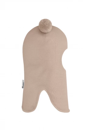 Зимняя шапочка шлем Corona.hm "Пандочка" на кнопках беж золотой