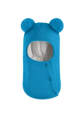 Зимова шапочка-шолом Corona.hm "Пандочка"  із кнопками  бірюза