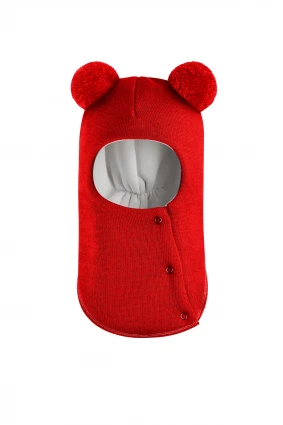 Зимова шапочка-шолом Corona.hm "Пандочка"  із кнопками  червоний