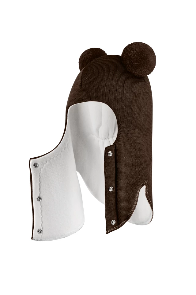 Зимняя шапочка шлем Corona.hm "Пандочка" на кнопках шоколад