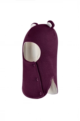 Зимова шапочка-шолом Corona.hm "Міс Ведмедиця" з кнопочками бордо