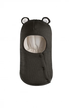 Зимняя шапочка-шлем Corona.hm "Мисс Мишутка" на кнопочках графит