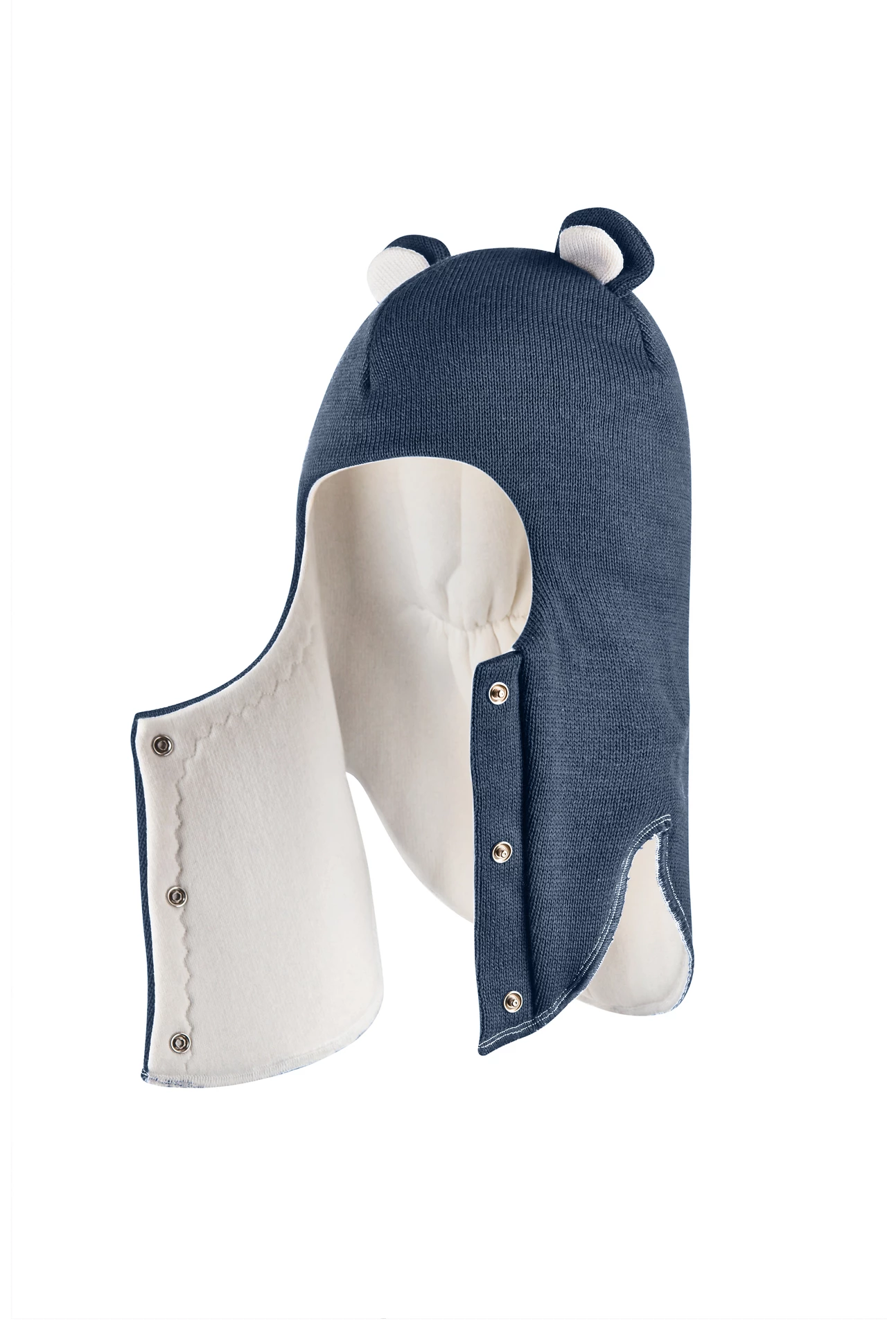 Зимова шапочка-шолом Corona.hm "Міс Ведмедиця" з кнопочками джинс