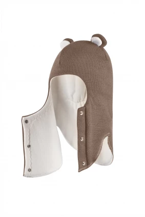 Зимова шапочка-шолом Corona.hm "Міс Ведмедиця" з кнопочками молочний шоколад