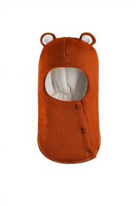 Зимова шапочка-шолом Corona.hm "Міс Ведмедиця" з кнопочками помаранчевий