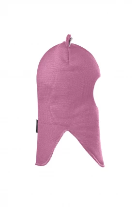 Зимова шапочка-шолом Corona.hm "Міс Ведмедиця" з кнопочками пильно-рожевий