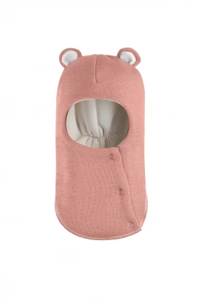 Зимова шапочка-шолом Corona.hm "Міс Ведмедиця" з кнопочками пудра