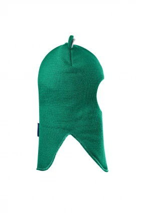 Зимняя шапочка-шлем Corona.hm "Мисс Мишутка" на кнопочках изумруд