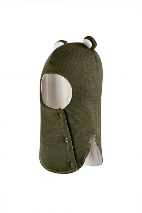 Зимова шапочка-шолом Corona.hm "Міс Ведмедиця" з кнопочками хакі