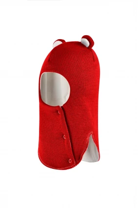 Зимняя шапочка-шлем Corona.hm "Мисс Мишутка" на кнопочках красный