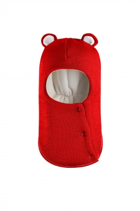 Зимняя шапочка-шлем Corona.hm "Мисс Мишутка" на кнопочках красный