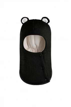 Зимняя шапочка-шлем Corona.hm "Мисс Мишутка" на кнопочках черный