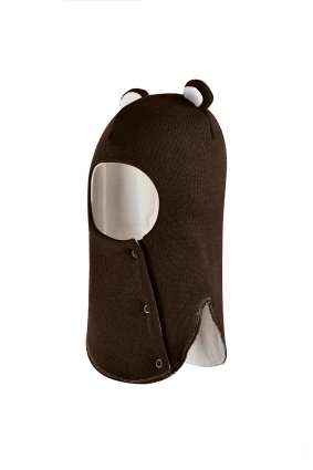 Зимова шапочка-шолом Corona.hm "Міс Ведмедиця" з кнопочками шоколад