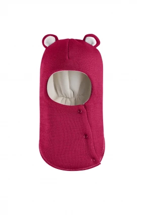 Зимняя шапочка-шлем Corona.hm "Мисс Мишутка" на кнопочках ягодный