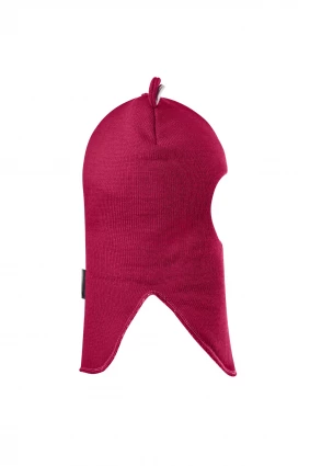 Зимняя шапочка-шлем Corona.hm "Мисс Мишутка" на кнопочках ягодный