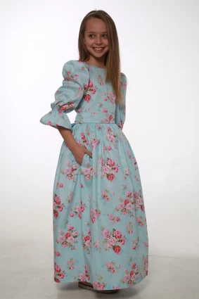 Сукня для дівчинки Corona.hm “Мері”, троянда на блакитному