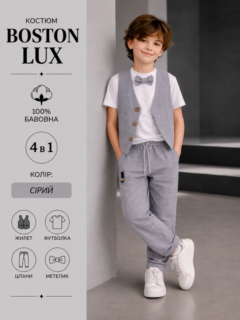 Костюм для хлопчика 'Бостон LUX' Сірий